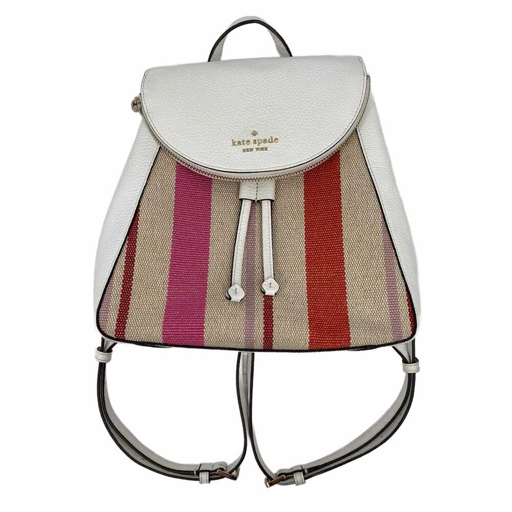 Kate Spade White Pink Leila Striped Backpack | OS Leather